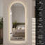 Miroir pleine longueur 65 po x 24 po à DEL sans cadre arqué, éclairage 3 couleurs, verre blanc transparent, antidéflagrant, miroir mural rétroéclairé-1216688674