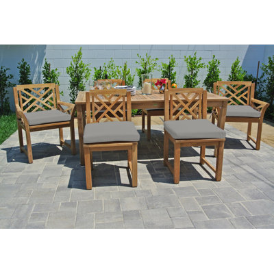 Monterey 6 - Person Teak Wood Patio Dining Set with Rectangular Table , Sunbrella® Cushions Included