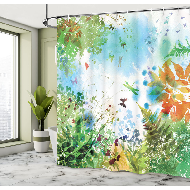  Rideau de douche simple Ferns and Petals, H 75 po x l 69 po