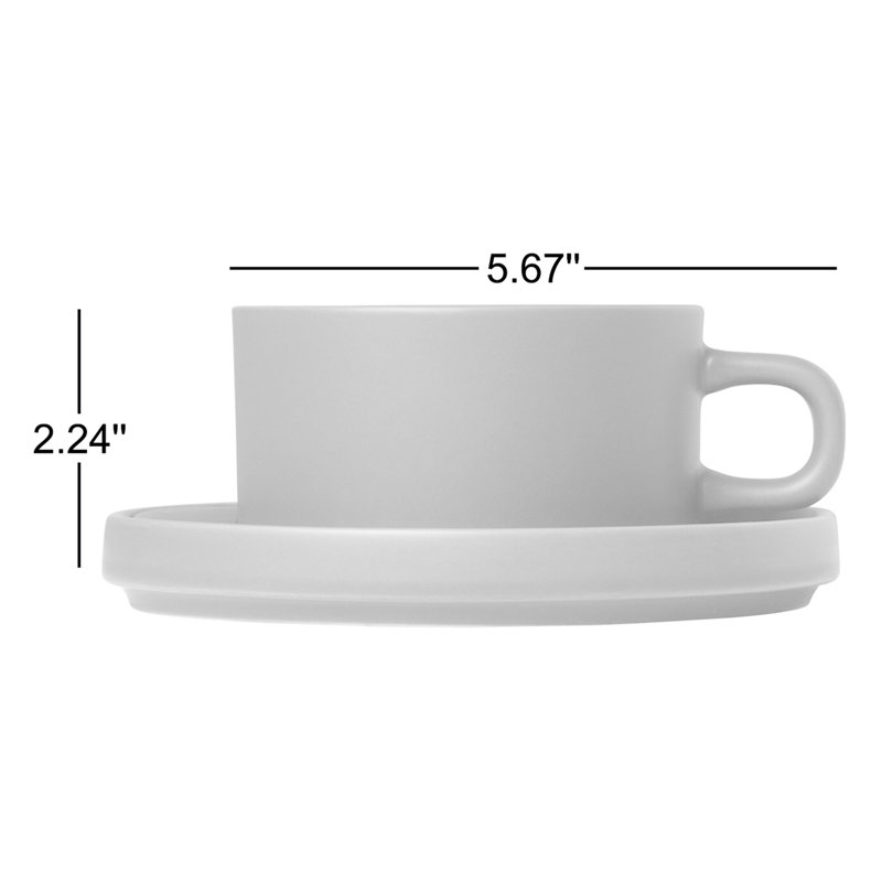 Pilar Teacup & Saucer, Mirage Gray
