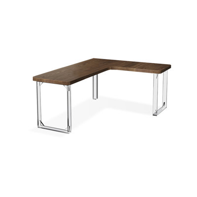 Bureau rectangulaire brun, bois massif transparent et acrylique