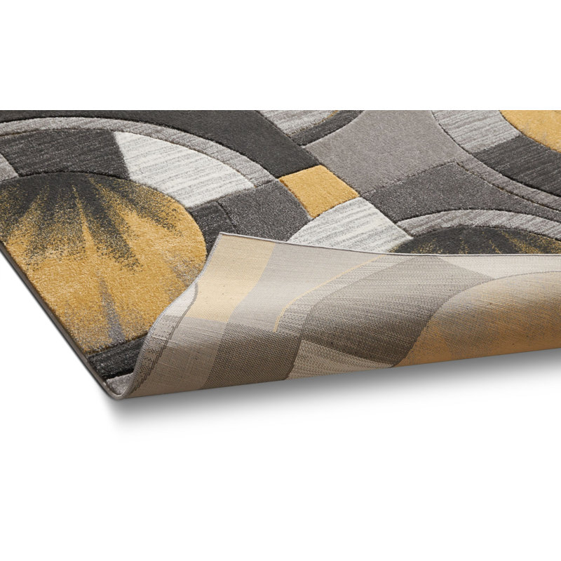 Tapis à motif géométrique, Tapis de couloir de 2 pi x 7 pi, Or