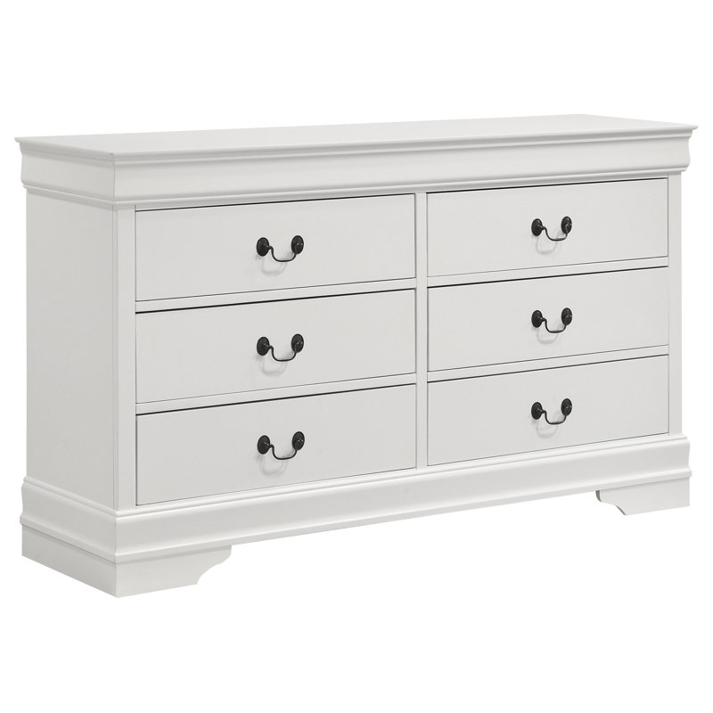 Daleyza 6-drawer Dresser White, White, Black