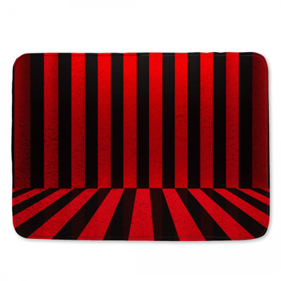 Tapis de bain rouge à rayures noires