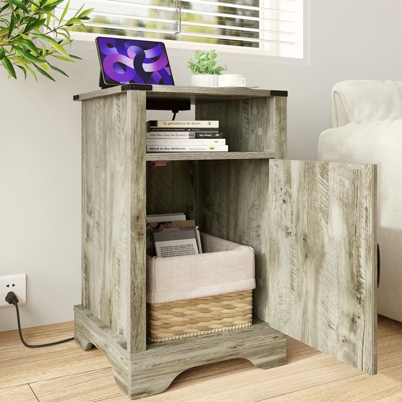 Table de chevet avec station de charge, Gris