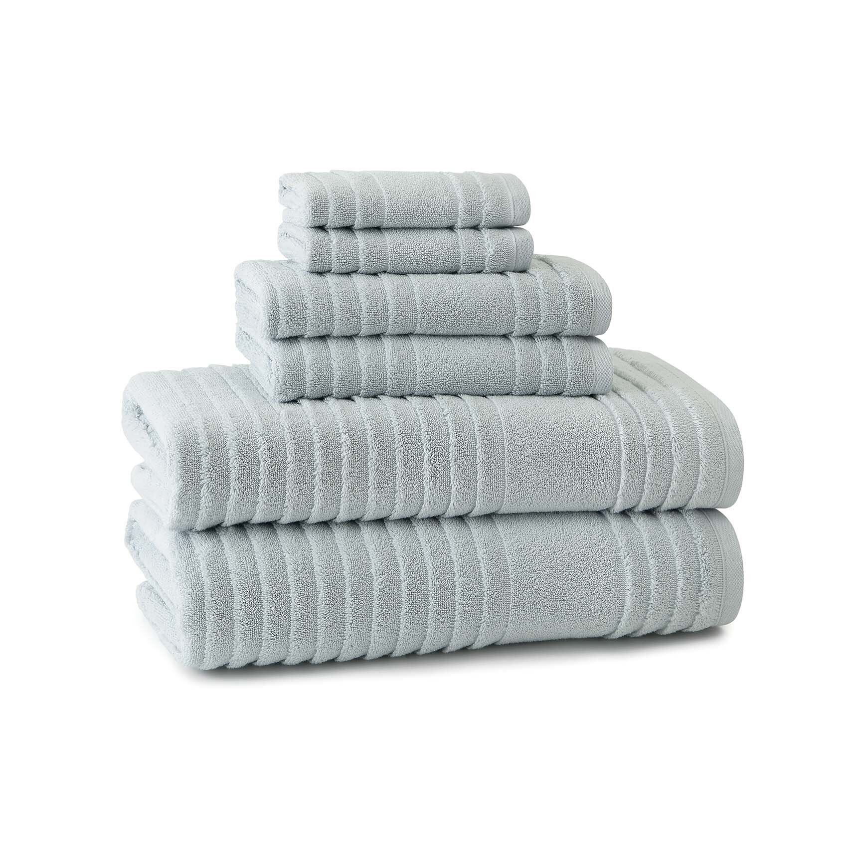 Blue Nile Mills 6 Piece Solid Decorative Cotton Towel Set - 2 Washcloth, 2  Hand Towel, 2 Bathroom Towel