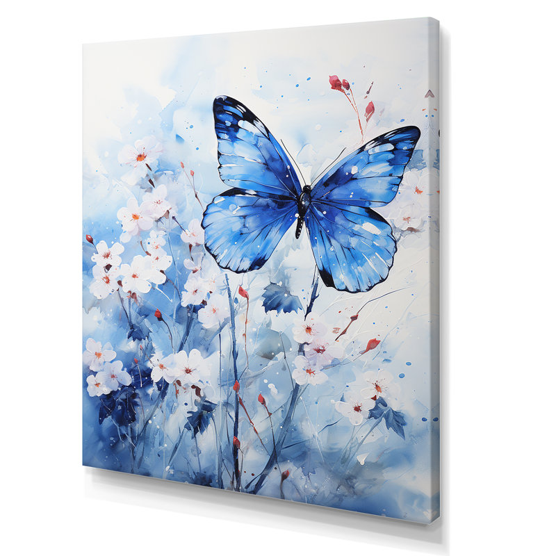 «Sapphire Blue Hues capture the Delicate Flight I», reproduction d'art sur toile, H 44 po x l 34 po x P 1,5 po, Toile tendue