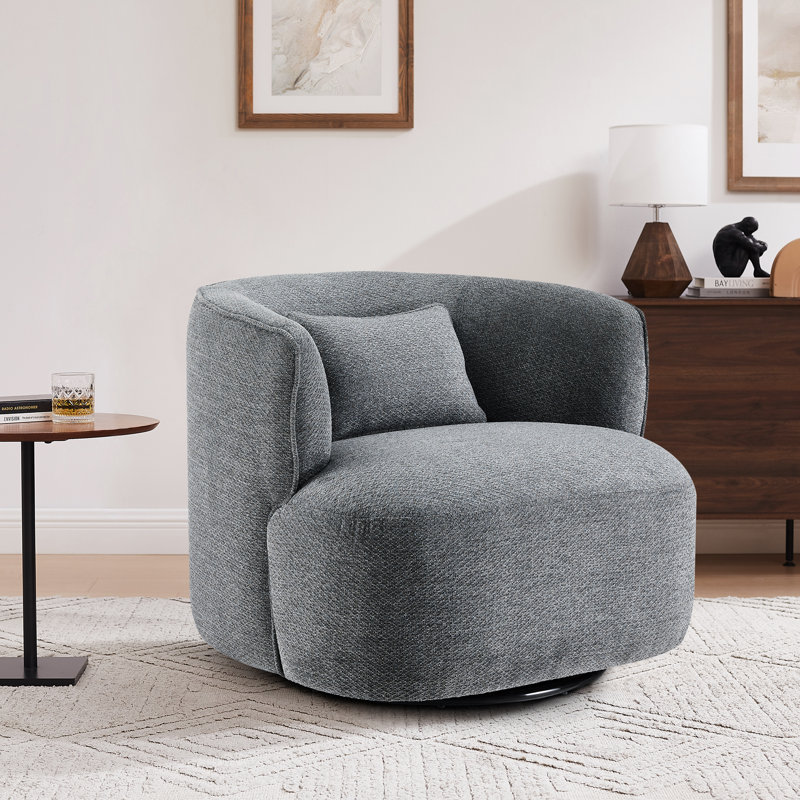 Bernado 31.1'' Wide Fabric Swivel Barrel Chair, Blue