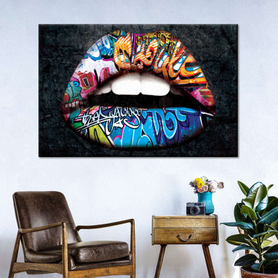 Grunge Rainbow Lips Canvas Print