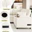 Lit beige avec rangement caché et ports de chargement