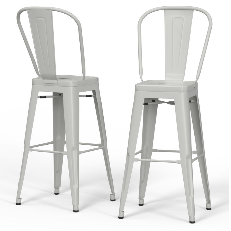 Tabourets Fletcher, Blanc, Tabouret de comptoir (siège d'une hauteur de 24,0
