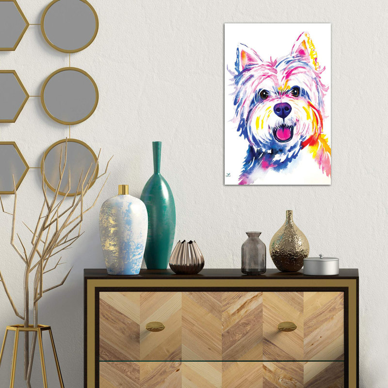 Westie Watercolor by Zaira Dzhaubaeva - Wrapped Canvas Painting, 66.04 cm H x 45.72 cm W x 1.91 cm D