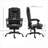 FlowLuxe Vibrating Massage High Back Office Chair, Deep Black Faux Leather, Reclining with Footrest for Home Office-473569173