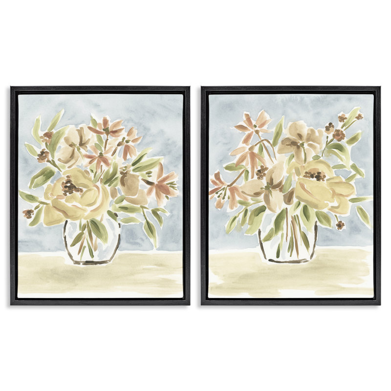 Ensemble de 2 toiles flottantes Soft Bungalow Bouquets, design par June Erica Vess, H 21 po x l 17 po