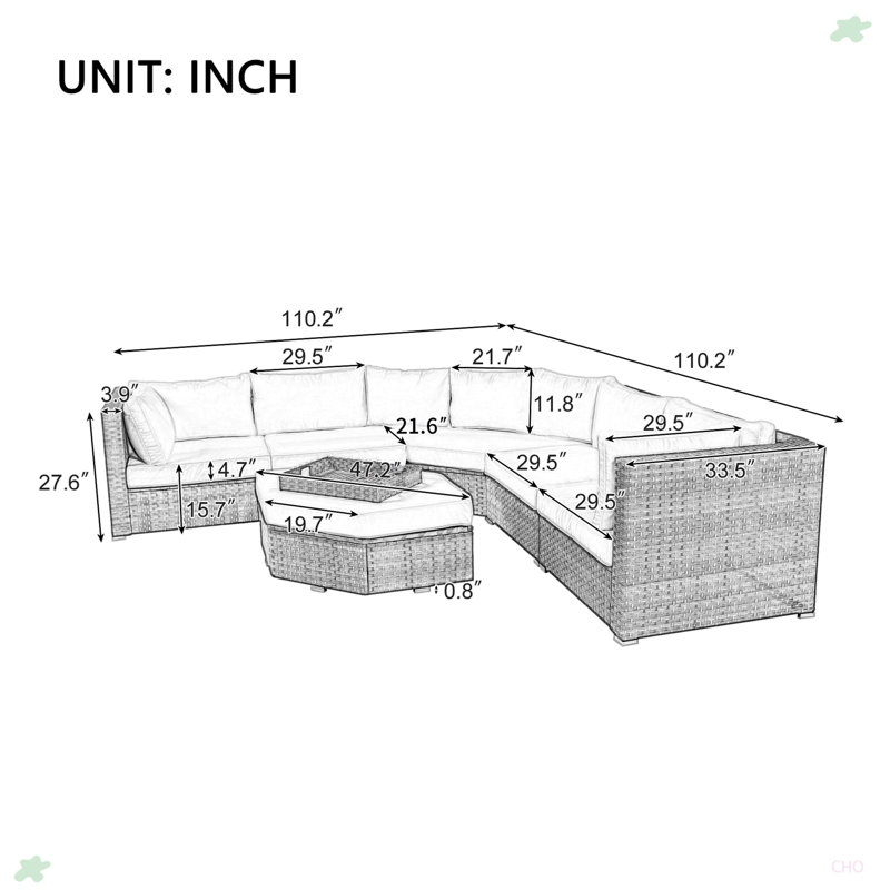 Canapé modulaire en osier pour l'extérieur, Beige