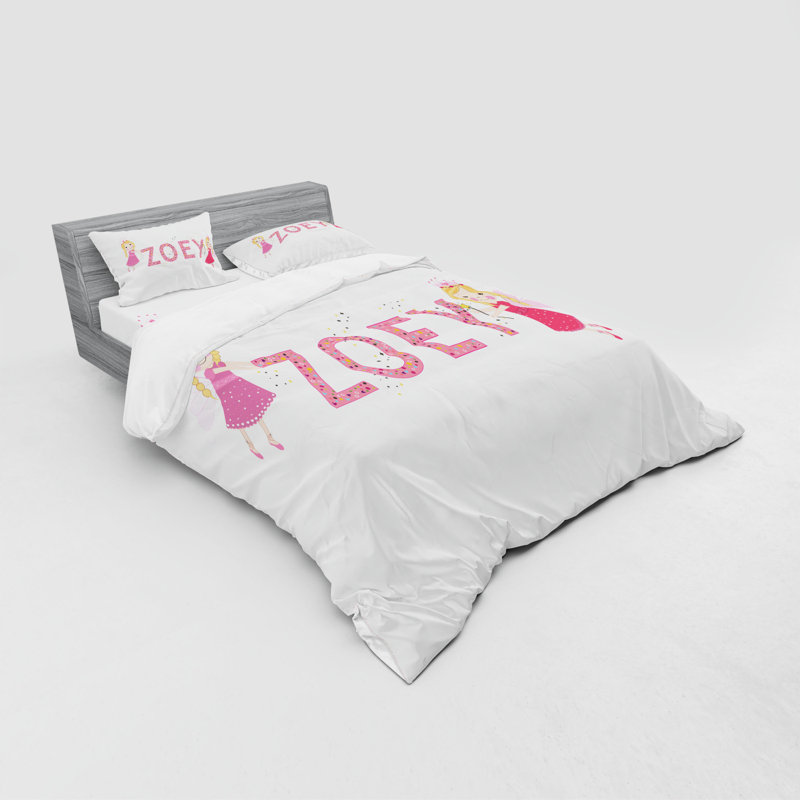 Ensemble de housse de couette en microfibre rose / blanc, Housse de couette grand + 3 pièces supplémentair