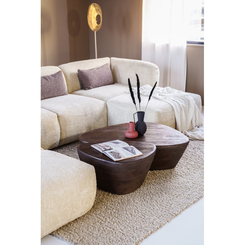 Mila Solid Wood Coffee Table, 14" H x 28" L x 21" W, Brown