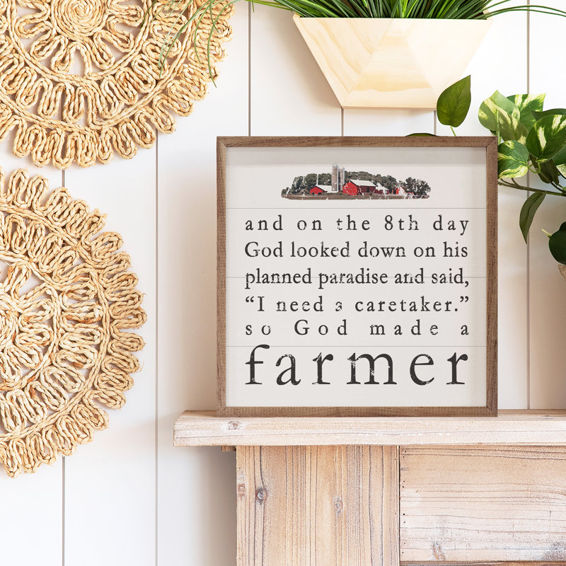 God Made A Farmer Barn - blanc, H 24 po x l 24 po x P 1 po