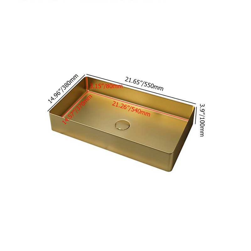 Homary 14.96 " Stainless Steel Rectangular Bathroom Sink