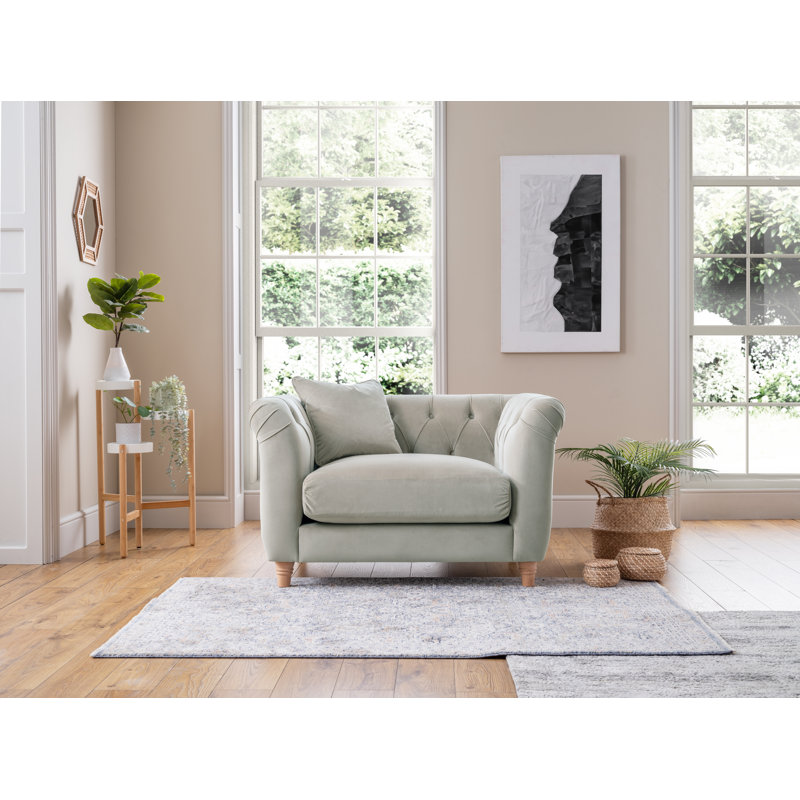 Noelia Chesterfield  Velvet  Armchair, Chalk