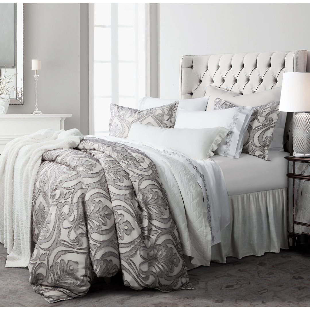 Nicole Gray Damask Pattern Cotton Classic Chic Casual Duvet Cover Set HiEnd Accents 