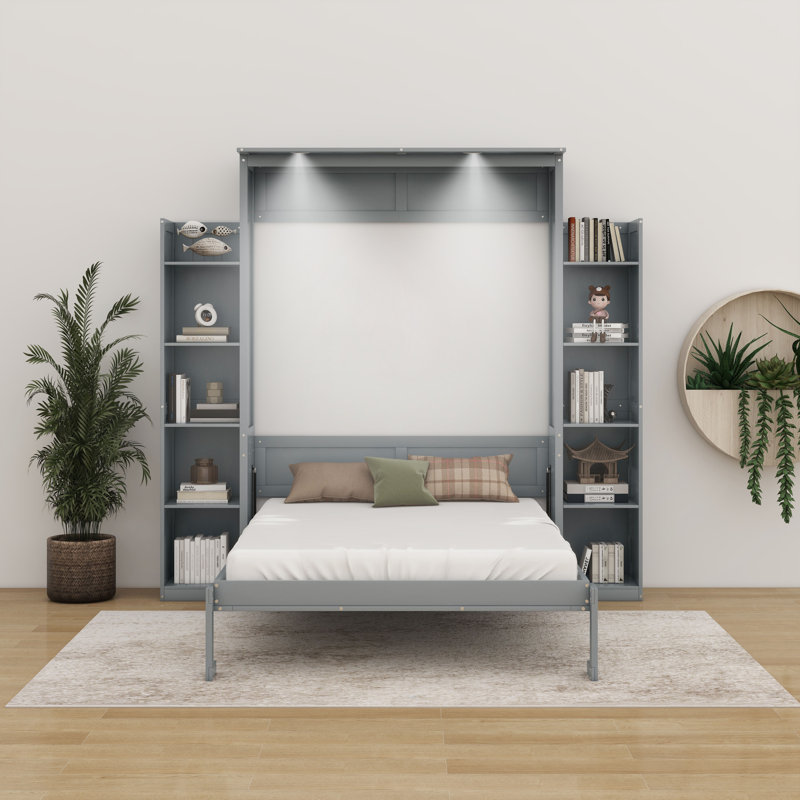 Lit escamotable avec tablettes Murphy, Gris