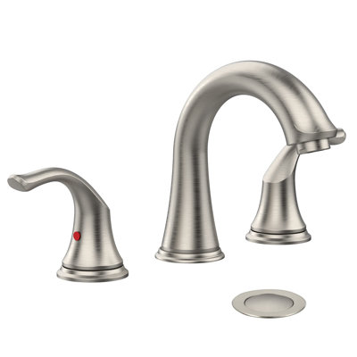 Bathroom Faucet - 8 Inch 3 Hole, 2 Handles, Brushed Nickel, With Pop-Up Drain And Water Lines