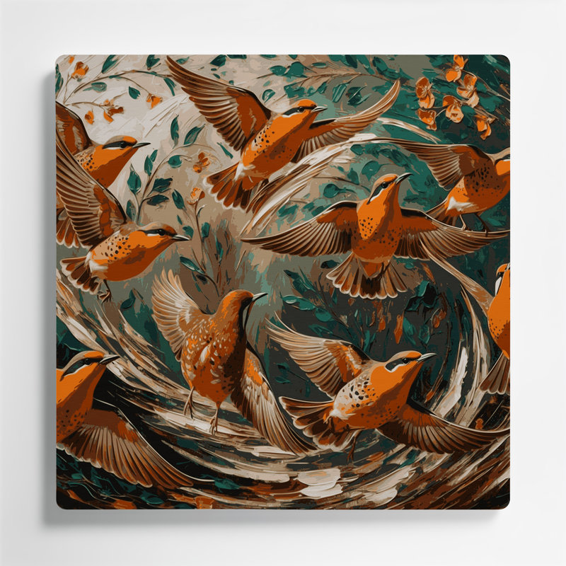 Art mural en métal oiseaux, H 8 po x l 8 po