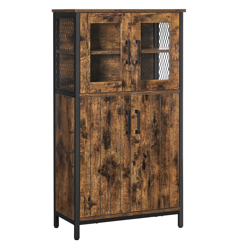 Warburton 4 -Door 2 -Shelf, Rustic Brown/Black