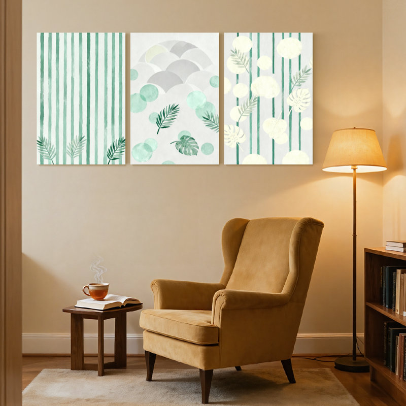 Contemporary Boho Green Stripes, H 30 po x l 60 po