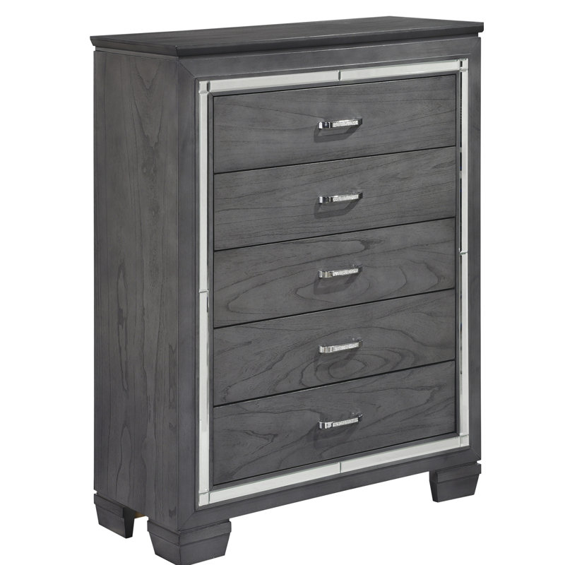 Eudora 38"W 5-Drawer Chest, Gray