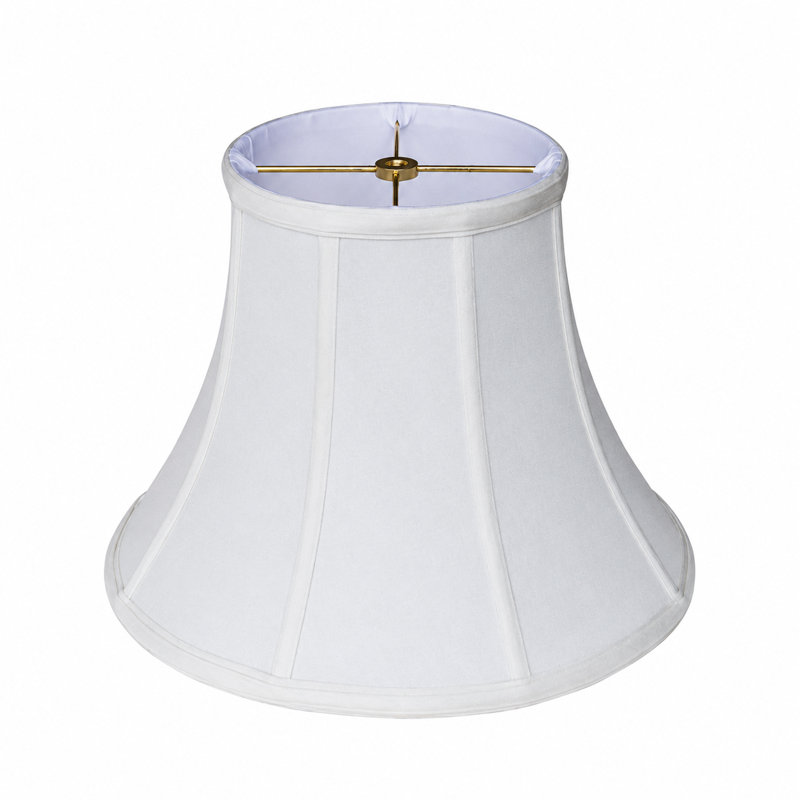 Abat-jour cloche en satin blanc cassé 18 po avec monture Spider, 13.5" H x 18" W x 18" D