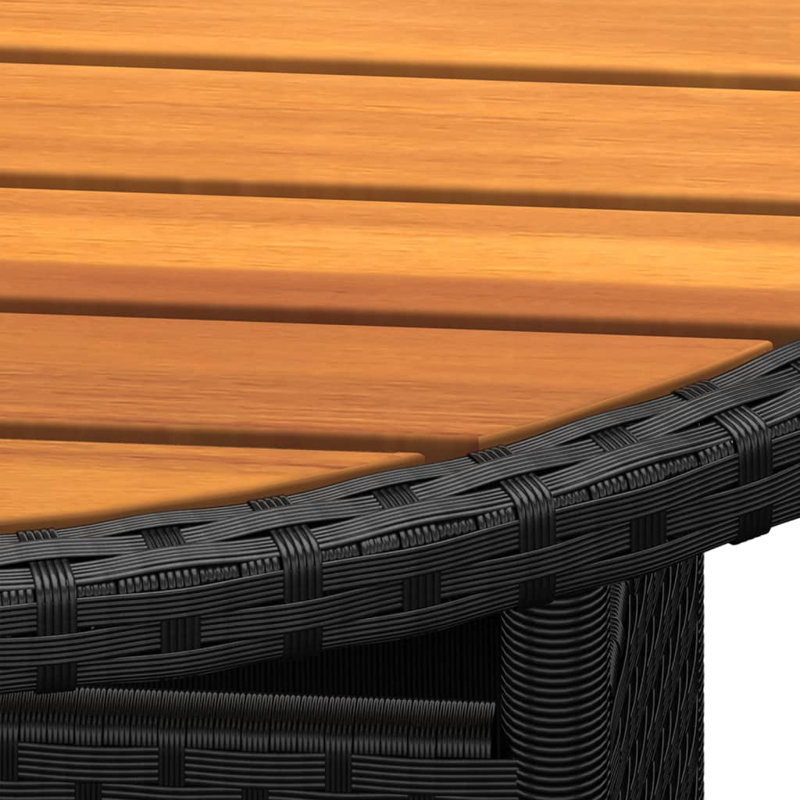 Garden Rattan/Steel/Wooden Dining Table, Black, 75 x 80 x 80cm