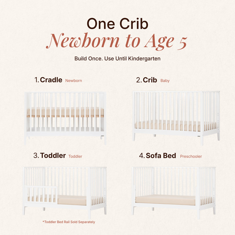 Lala 3 -in-1 Convertible Crib, Natural