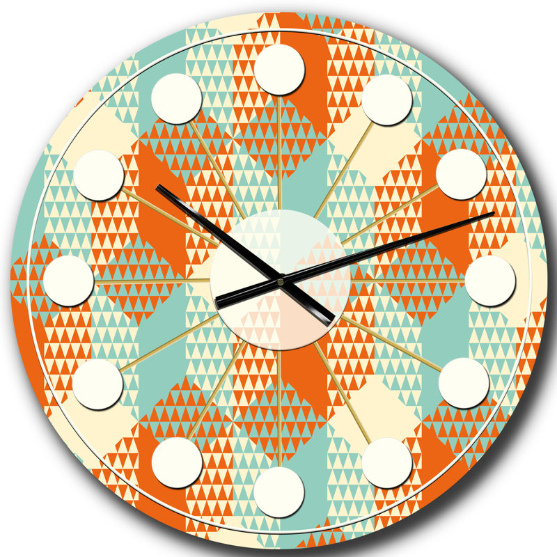 Horloge murale rétro Mid-Century, Petit, Orange