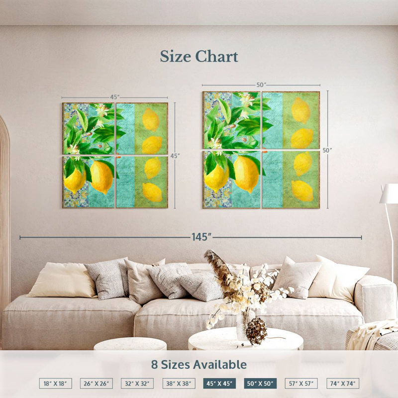 Yarlin Citrus Lemon Floral, 50" H x 50" W