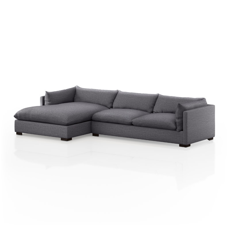 Westwood 131" Wide Cotton Right Hand Facing Sofa & Chaise, Left Hand Facing, Bennett Charcoal Polyester