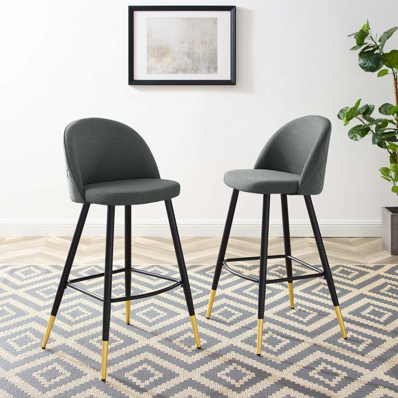 Tabourets de bar Cordial - ensemble de 2, Mélange de polyester gris, Bar Stool (29" Seat Height)