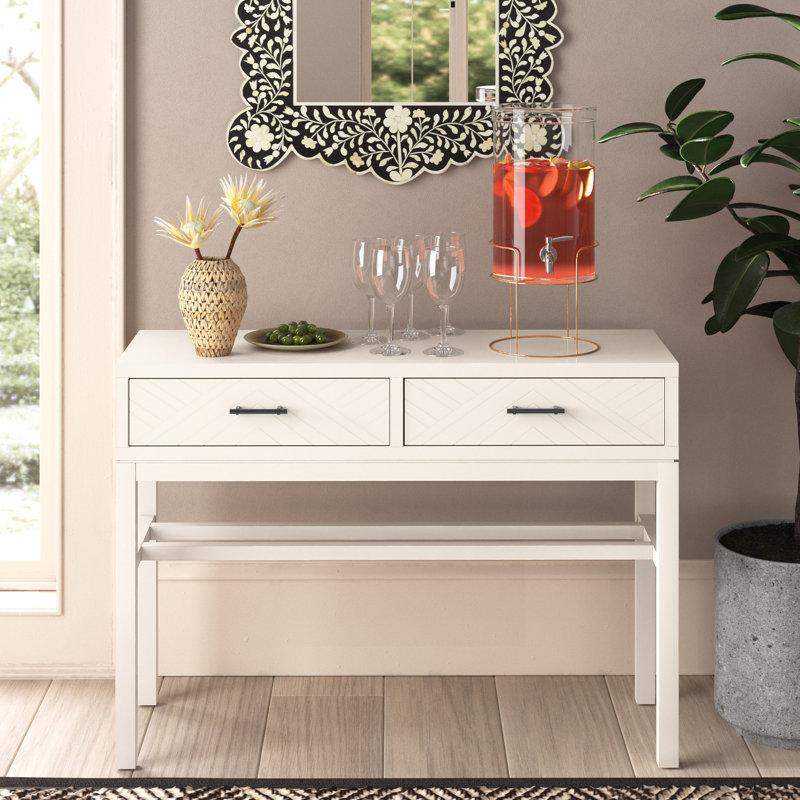 Alayssa 35.5'' Console Table, Distressed White