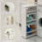 3 Tier Slim Rolling Storage Cart - 9” Narrow Rolling Cart with Handle and Wheels for Bathroom, Laundry Room, and Kitchen Organization - Pull-Out Home Organizers for Small Spaces by Lavish Home (White)-1922084447