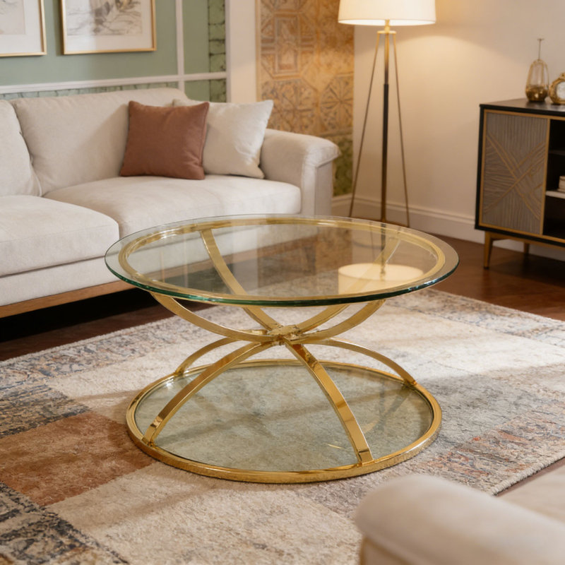 Latitude Run® 31.50'' Modern Glass Coffee Table with 2 Tiers - Wayfair ...