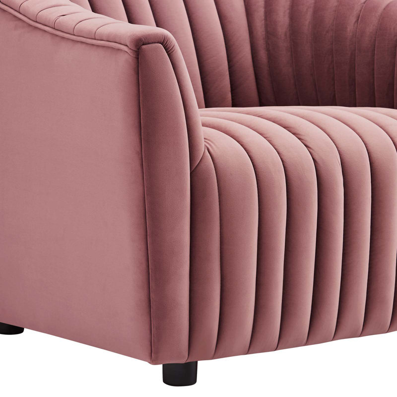 Modway Announce Performance Velvet Channel Tufted Armchair, Pink Velvet