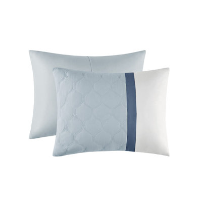 Luxurious 8-piece Bedding Set, Polyester Comfort, Elegant Blue Design