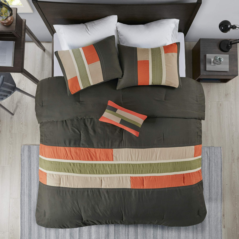 Pipeline Comforter Set, Twin Comforter + 3 Additional Pieces, Olive