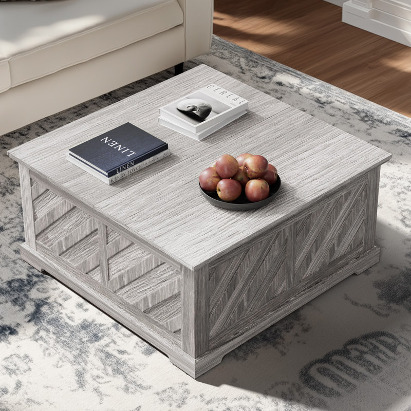 Nilla Wood Storage Coffee Table with Lift Top, 35.5" Convertible Dining Table for Living Room, Modern Center Table with Hidden Storage Compartment, Rising Tabletop for Small Spaces, Apartment & Home Office