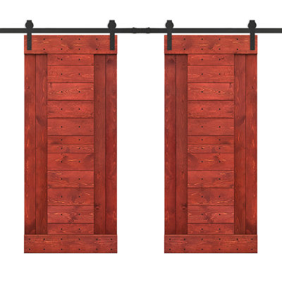 84'' Solid Wood Paneled Painted without Installation Hardware Kit Barn Door