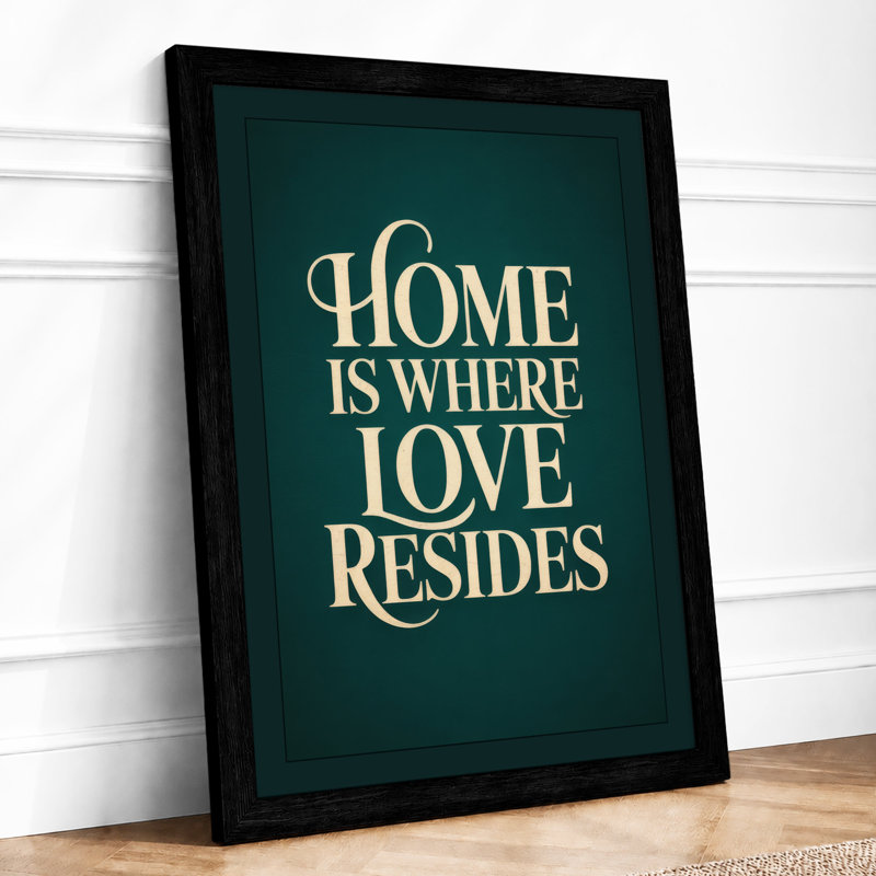 Home Is Where Love Resides Typography - Framed Print, A3 - 42.0 x 29.7 cm, Black