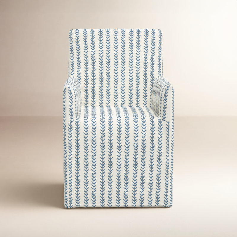 Chaise Ivika, Rayures à motif de vigne bleu cendré