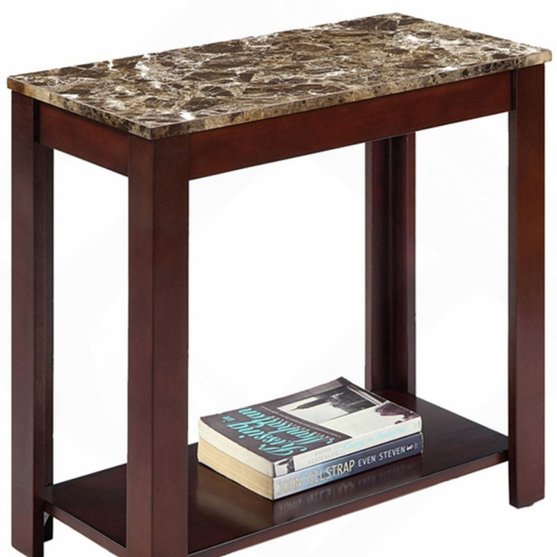 Table de bout en bois avec plateau en marbre