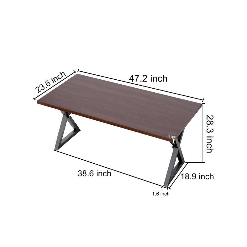 Heavy Duty Computer Desk 47 X 24 Inch Rustic Sturdy Workstation Business Furniture Study Writing Table For Home Office Company School Dorm Apartment (Brown, 47")